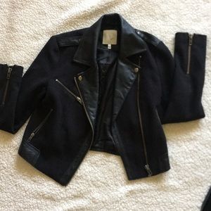 Joie Tommi Faux Leather Trim Leather Jacket - S